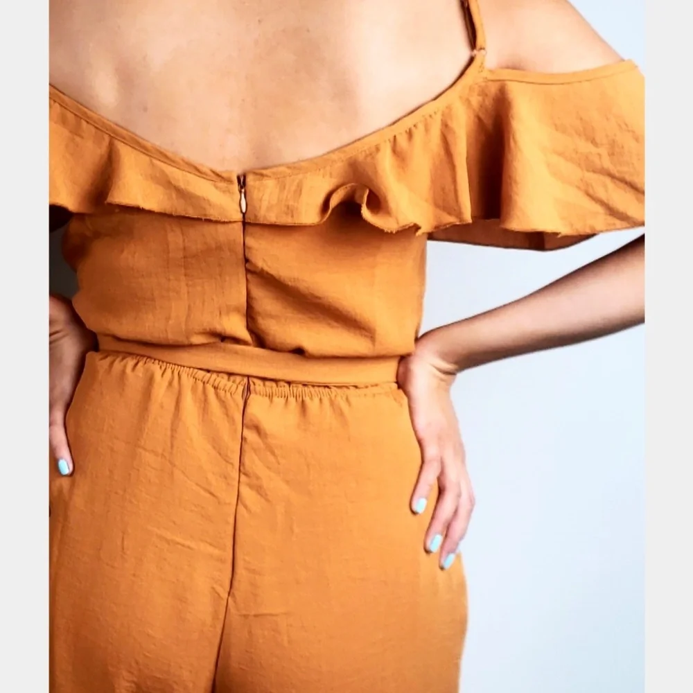 The June// Rust ruffle Jumpsuit - Picture 6 of 7